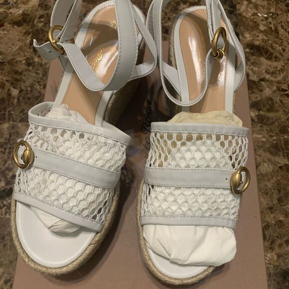 Gianvito Rossi Solana Buckle Napa Wedge Platform Sandals White Size 41.5/11.5 - Picture 6 of 12